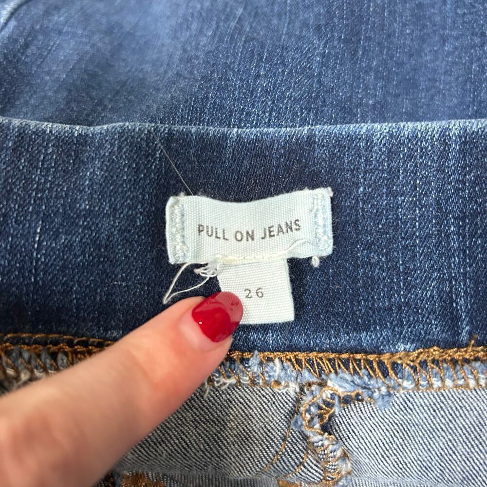 Madewell Blue Pull on Jeans Medium wash Blue Denim Skinny Mid Rise Size 26 - Picture 7 of 9